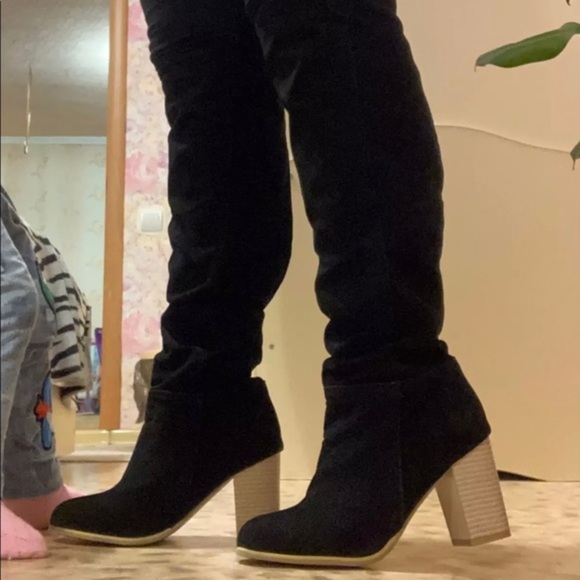 SYDNEY SLOUCH KNEE HIGH BLACK BOOTS - Picture 6 of 6